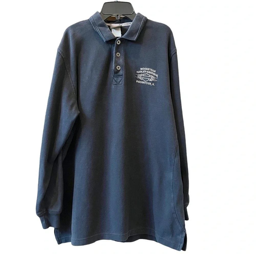 Harley Davidson HD Men’s Woodstock Long Sleeve Polo Black Size M